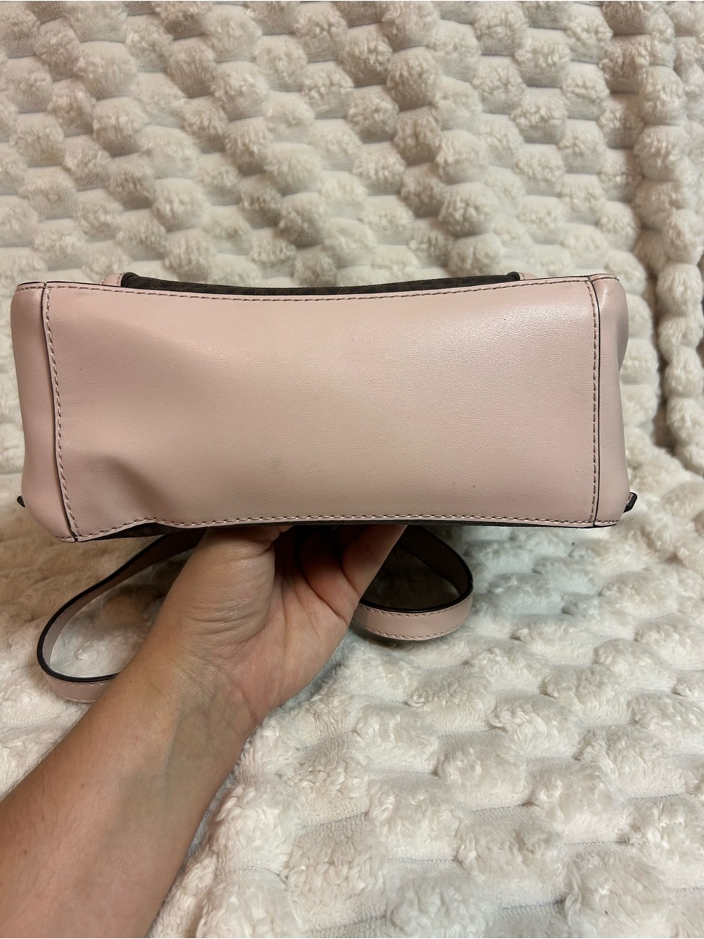 Michael Kors Jaycee Brown Monogram Backpack with Pale Pink Trim and Wallet - Picture 4 of 7